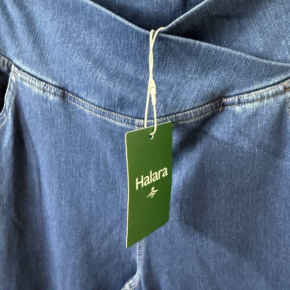 Halara Denim Wide Leg Womens L Tall Blue Medium Wash High Rise Stretch NWT - Picture 6 of 7